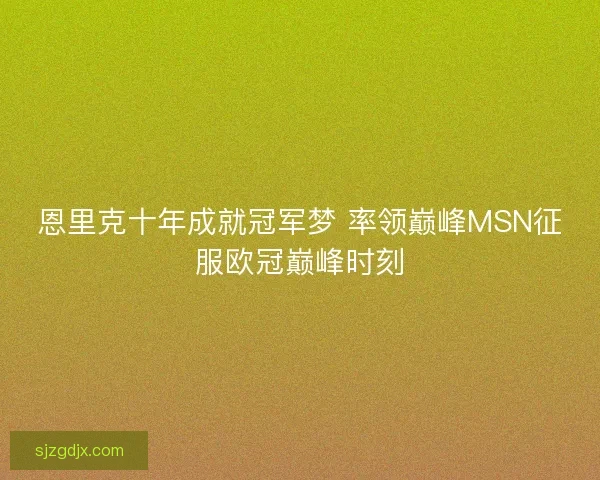 恩里克十年成就冠军梦 率领巅峰MSN征服欧冠巅峰时刻